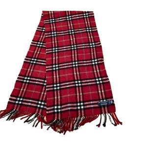 Vintage Burberry Classic Check Cashmere Scarf. Red. EUC